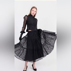 Batsheva Dotted Tulle Suspender Skirt/dress